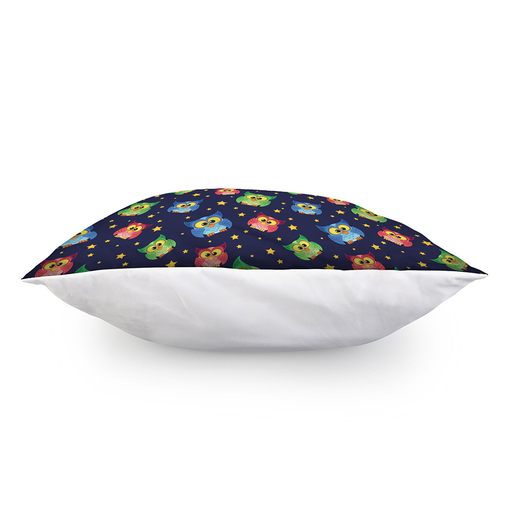 Owl And Star Pattern Print Pillow Cover