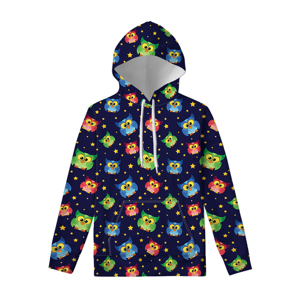 Owl And Star Pattern Print Pullover Hoodie
