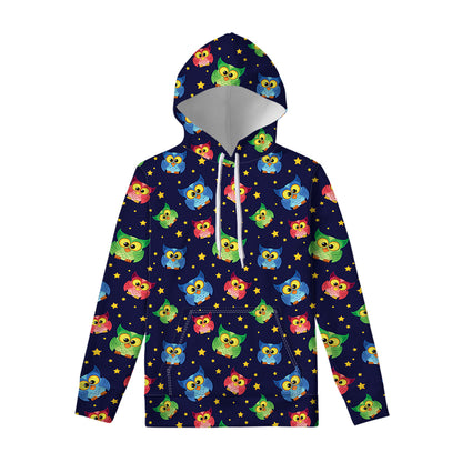 Owl And Star Pattern Print Pullover Hoodie