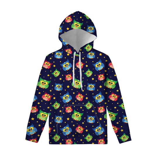 Owl And Star Pattern Print Pullover Hoodie