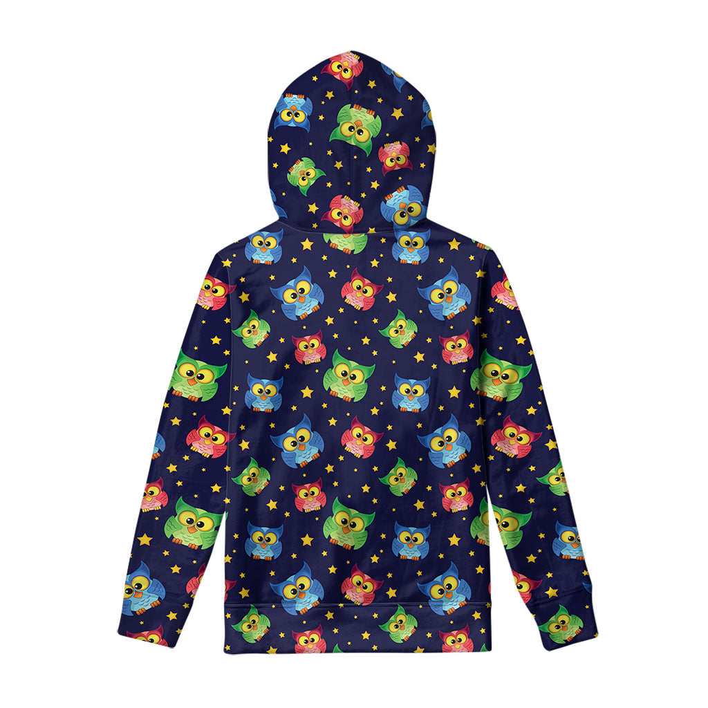 Owl And Star Pattern Print Pullover Hoodie