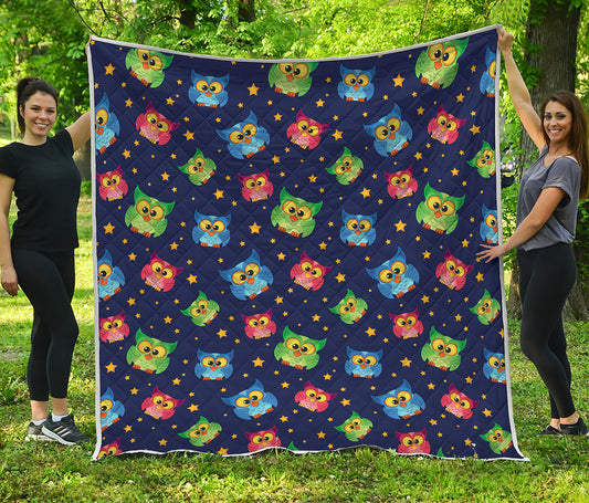 Owl And Star Pattern Print Quilt