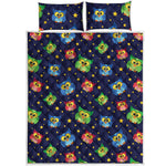 Owl And Star Pattern Print Quilt Bed Set