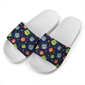 Owl And Star Pattern Print White Slide Sandals