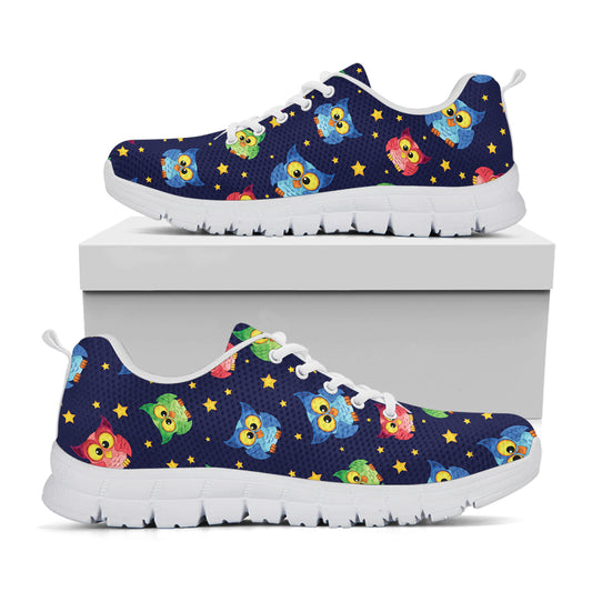 Owl And Star Pattern Print White Sneakers