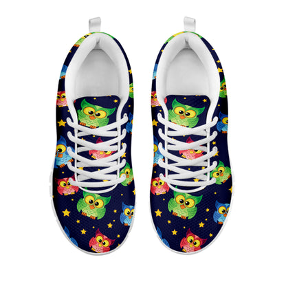 Owl And Star Pattern Print White Sneakers