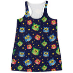 Owl And Star Pattern Print Women's Racerback Tank Top