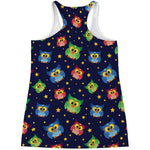 Owl And Star Pattern Print Women's Racerback Tank Top