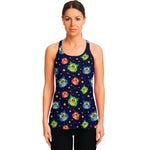 Owl And Star Pattern Print Women's Racerback Tank Top