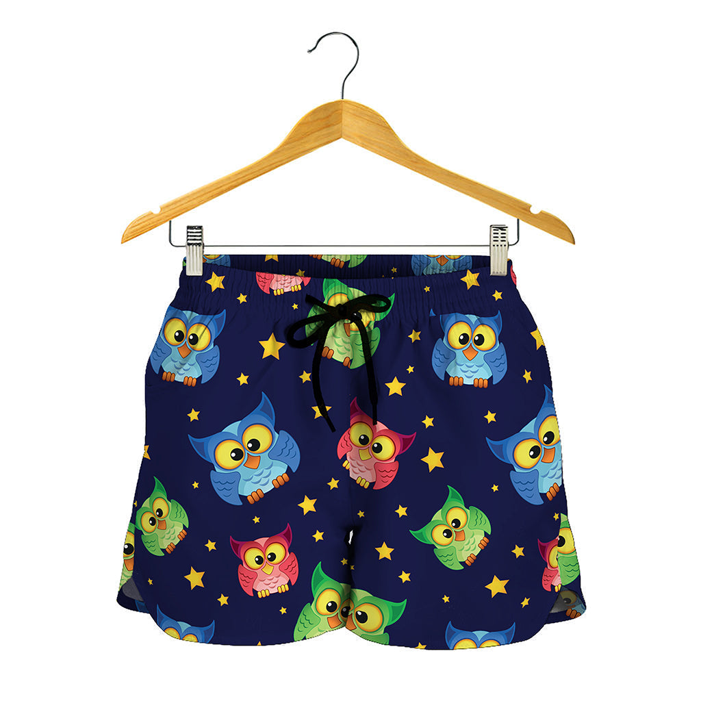 Owl And Star Pattern Print Women's Shorts