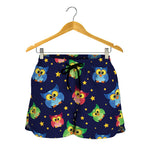 Owl And Star Pattern Print Women's Shorts