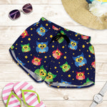 Owl And Star Pattern Print Women's Shorts