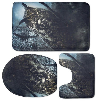 Owl At Night Print 3 Piece Bath Mat Set