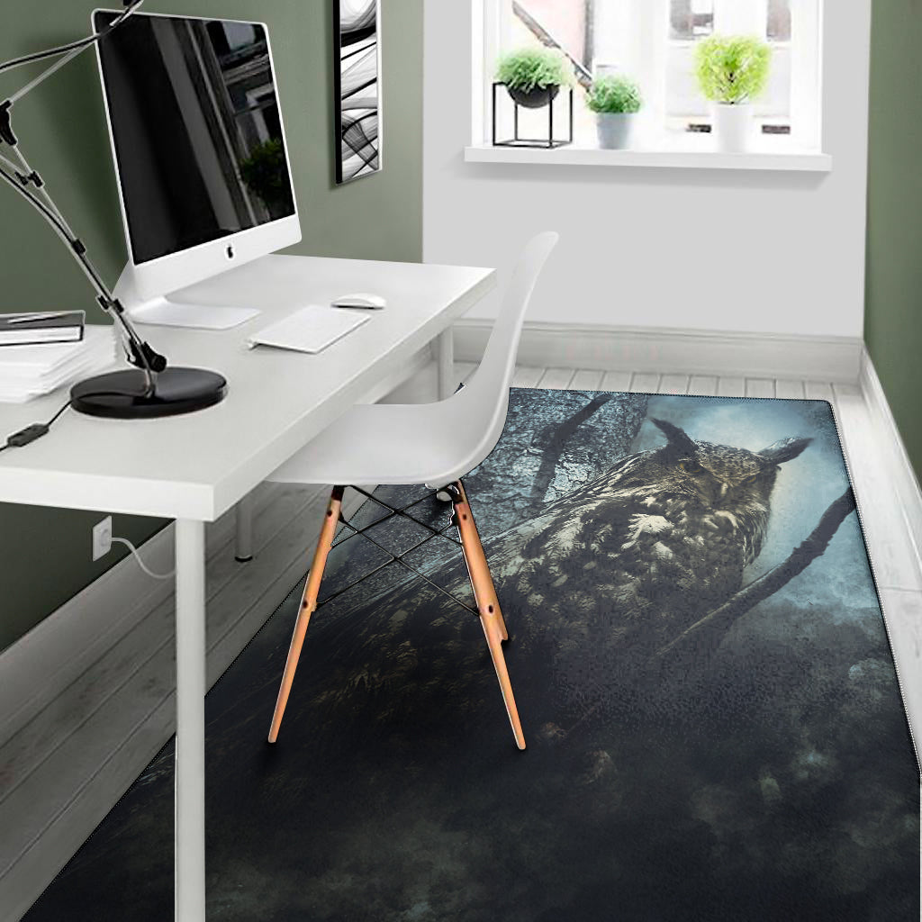 Owl At Night Print Area Rug