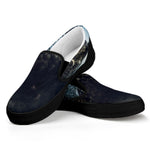 Owl At Night Print Black Slip On Shoes