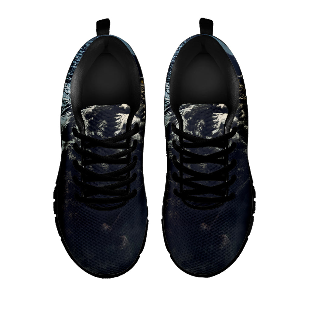 Owl At Night Print Black Sneakers