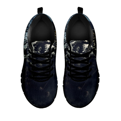 Owl At Night Print Black Sneakers