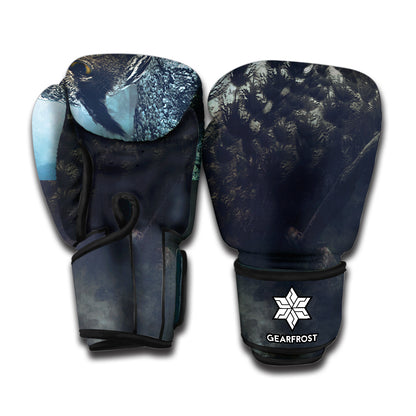 Owl At Night Print Boxing Gloves