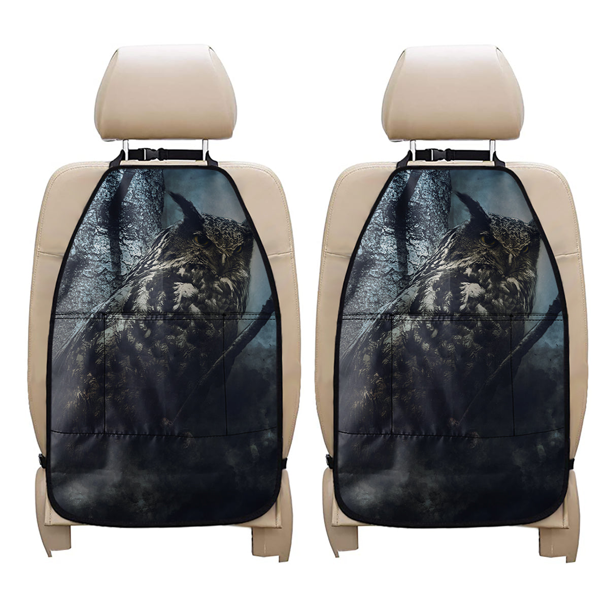 Owl At Night Print Car Seat Organizers