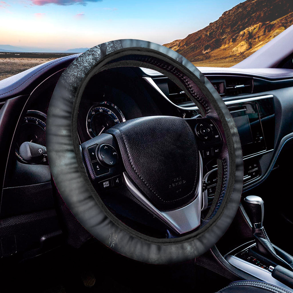 Owl At Night Print Car Steering Wheel Cover