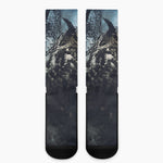 Owl At Night Print Crew Socks