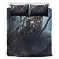Owl At Night Print Duvet Cover Bedding Set