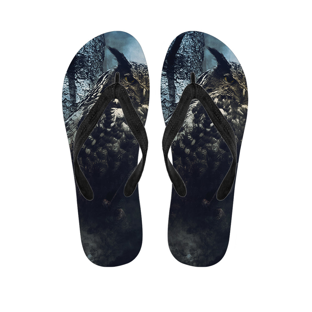 Owl At Night Print Flip Flops