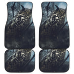 Owl At Night Print Front and Back Car Floor Mats