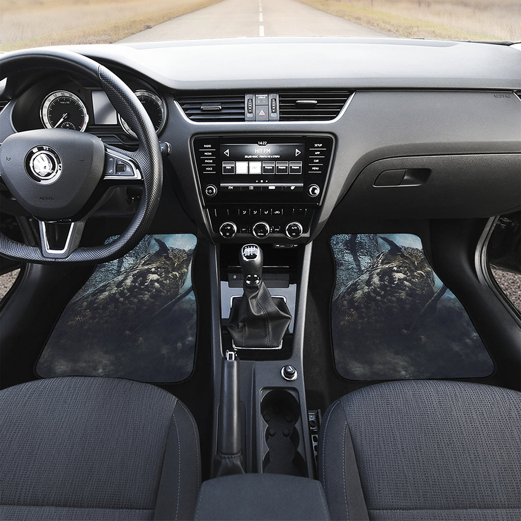 Owl At Night Print Front and Back Car Floor Mats