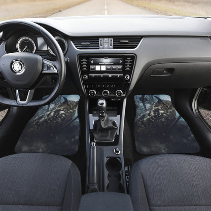 Owl At Night Print Front and Back Car Floor Mats
