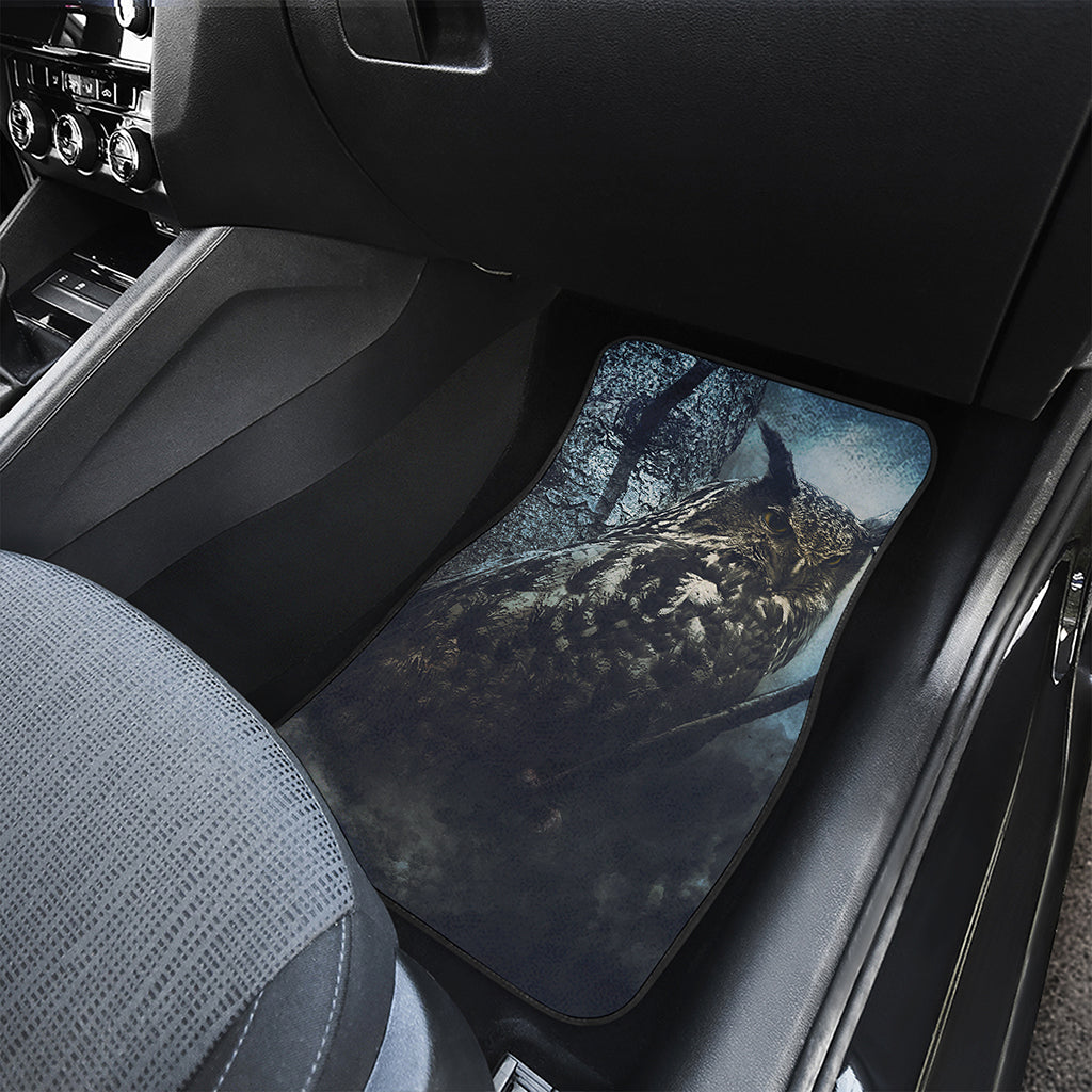 Owl At Night Print Front and Back Car Floor Mats