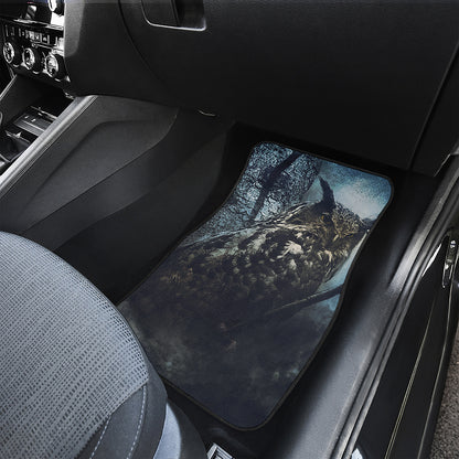 Owl At Night Print Front and Back Car Floor Mats