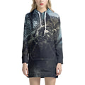 Owl At Night Print Pullover Hoodie Dress
