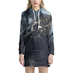 Owl At Night Print Hoodie Dress
