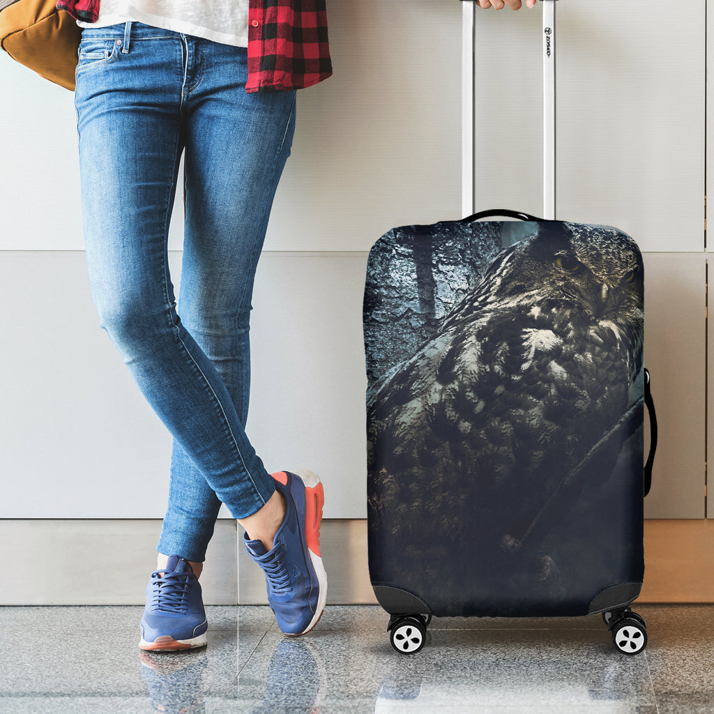 Owl At Night Print Luggage Cover