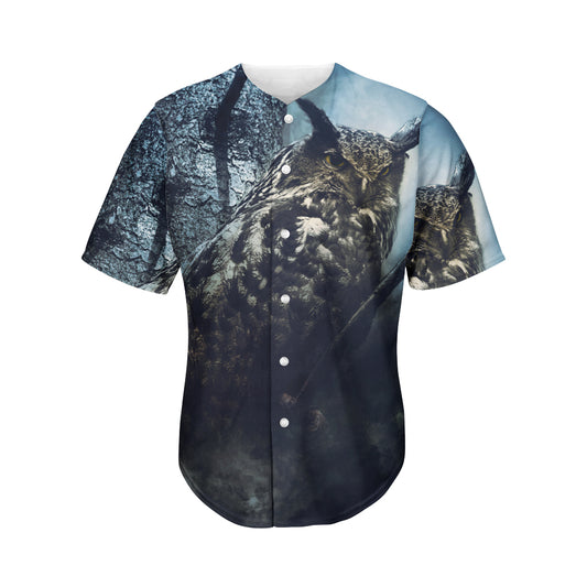 Owl At Night Print Men's Baseball Jersey