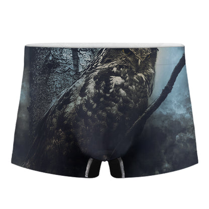 Owl At Night Print Men's Boxer Briefs