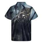 Owl At Night Print Men's Short Sleeve Shirt