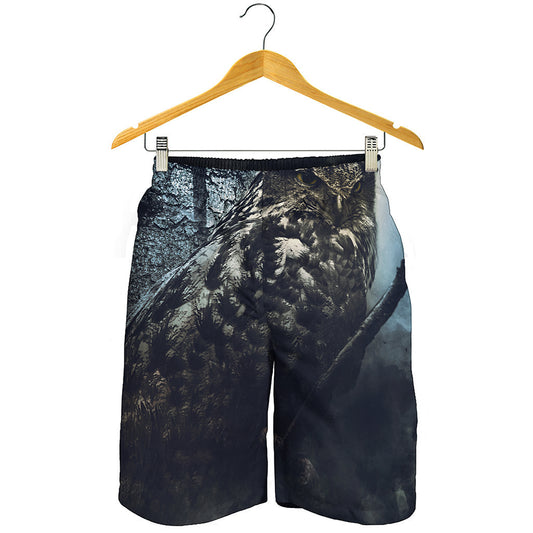 Owl At Night Print Men's Shorts