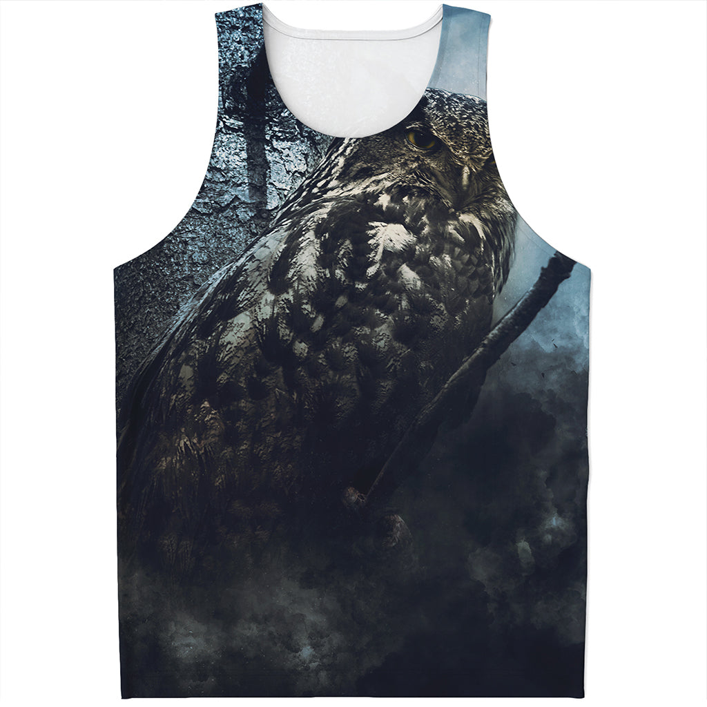 Owl At Night Print Men's Tank Top