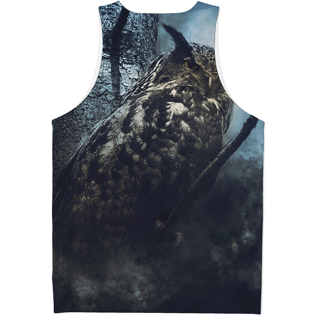 Owl At Night Print Men's Tank Top