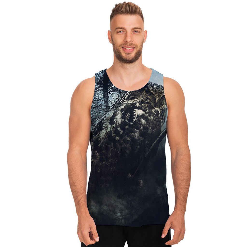 Owl At Night Print Men's Tank Top