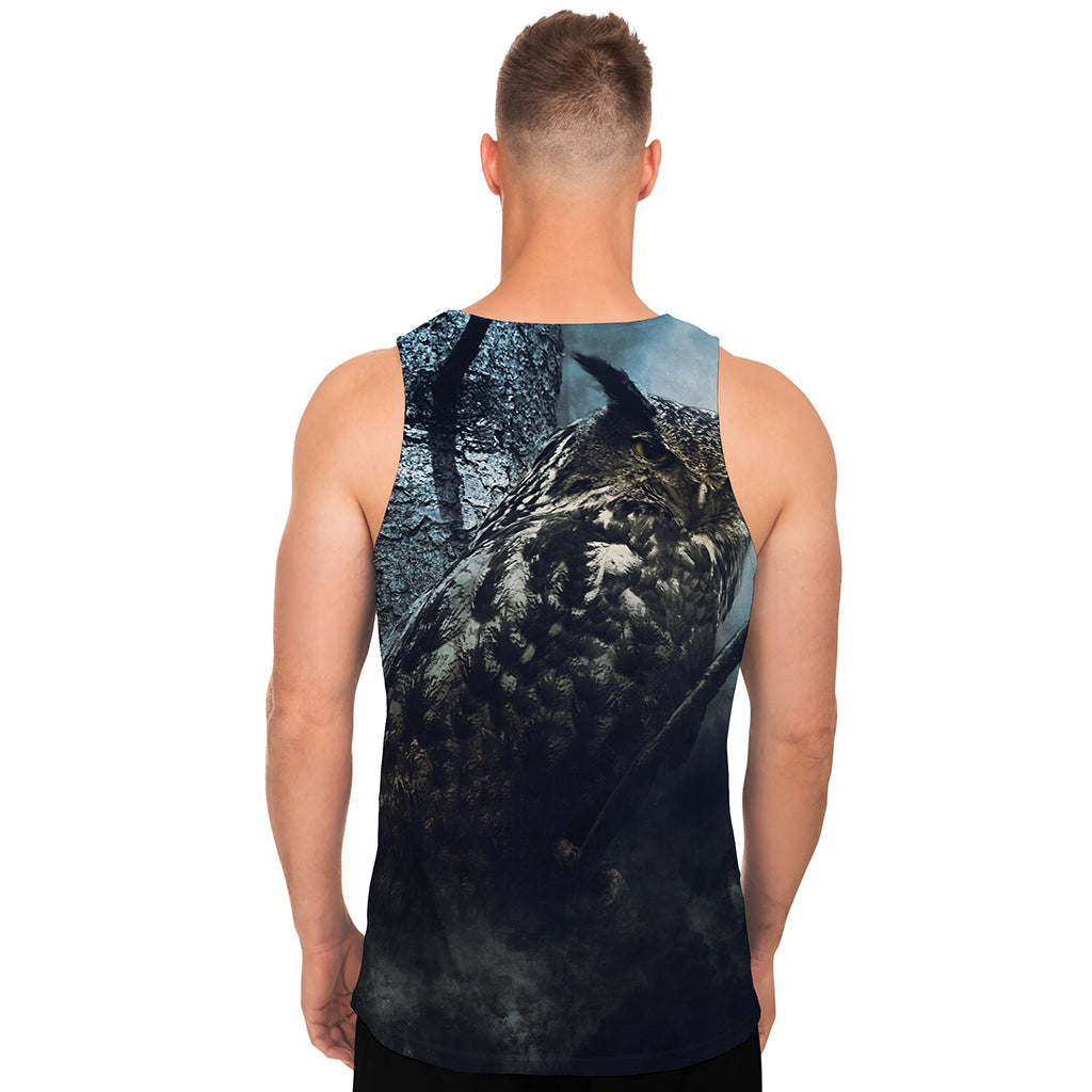 Owl At Night Print Men's Tank Top