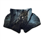 Owl At Night Print Muay Thai Boxing Shorts
