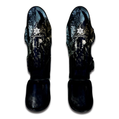 Owl At Night Print Muay Thai Shin Guard