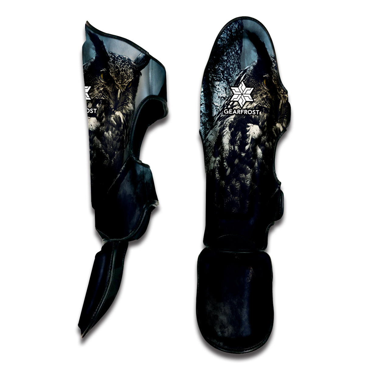 Owl At Night Print Muay Thai Shin Guard