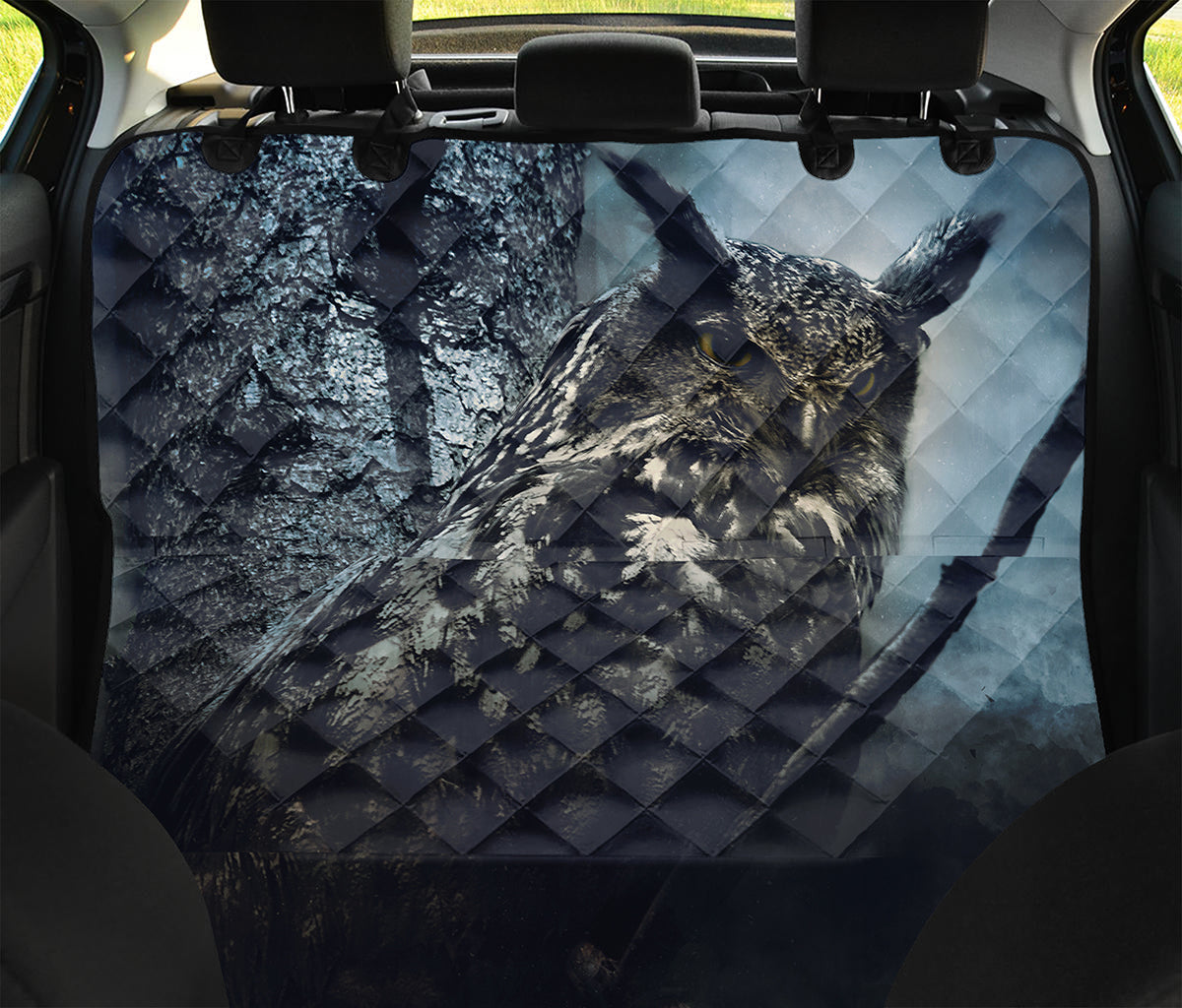 Owl At Night Print Pet Car Back Seat Cover