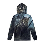 Owl At Night Print Pullover Hoodie