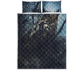 Owl At Night Print Quilt Bed Set