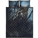 Owl At Night Print Quilt Bed Set